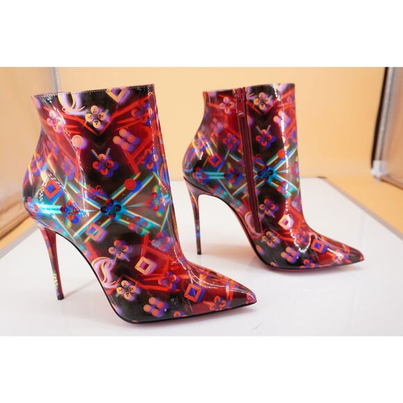 Christian Louboutin So Kate Disco Patent Ankle Boots Size 38 NIB $995 red - Picture 10 of 12